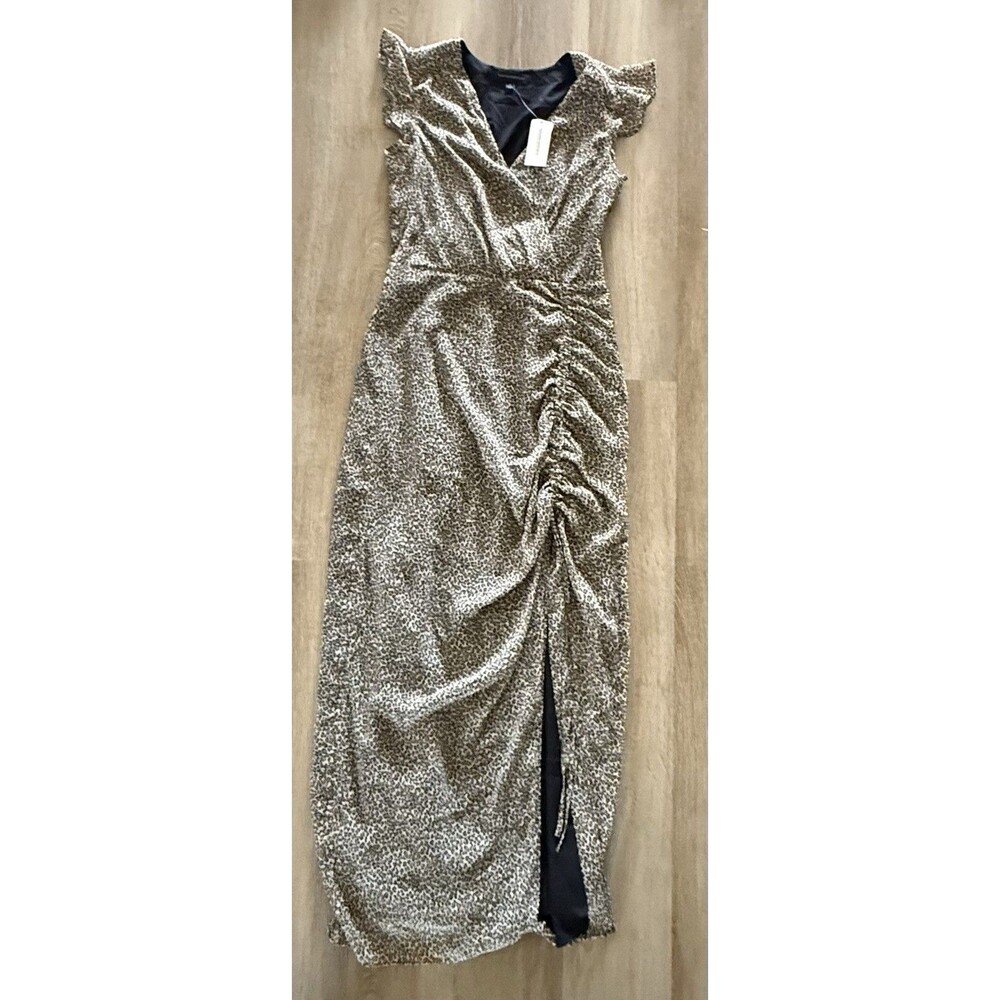 Banana Republic Women’s Leopard Print Ruched Slit Dress Size 4 NWT Summer